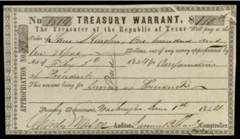 Treasury Warrant to Sam Houston