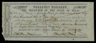 Treasury Warrant for $101.26 to James Wesh