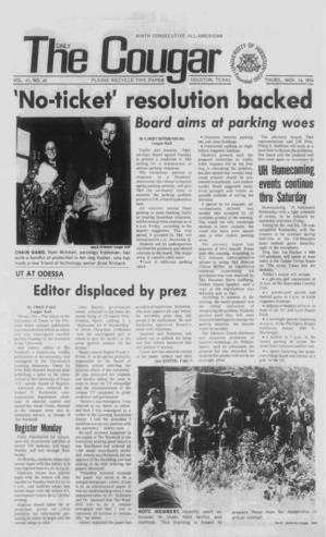 The Daily Cougar. Vol. 41, No. 43, November 14, 1974.