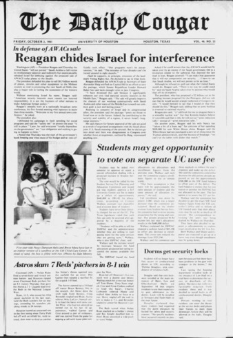 The Daily Cougar. Vol. 48, No. 23, October 2, 1981.
