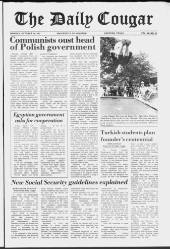 The Daily Cougar. Vol. 48, No. 34, October 19, 1981.
