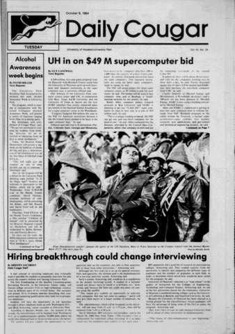 The Daily Cougar. Vol. 51, No. 24, October 9 , 1984.