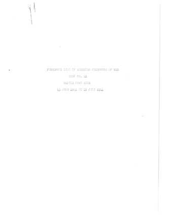 Prisoners of War (POWs), Camp No. 11, Americans in Manila Port area