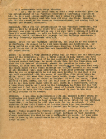 Votes and thoughts of Congressmen, about the establishment of the Suffrage Committee