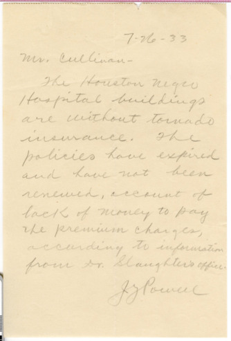 Letter from J. Y. Powell to Mr. Cullinan, 1933 July 26