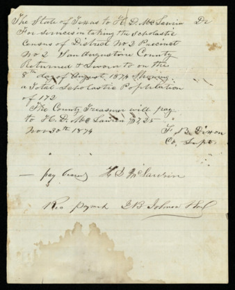 Promissory note for $7.25 from the State of Texas to H. D. McLaurin