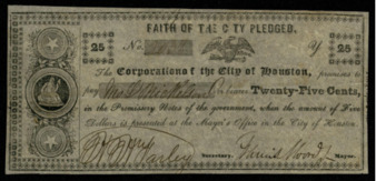Printed promissory note for 25 cents