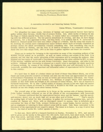 1st World Fantasy Convention