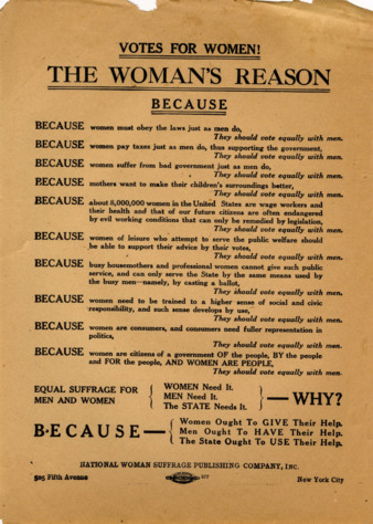 Votes For Women! The Woman's Reason Because