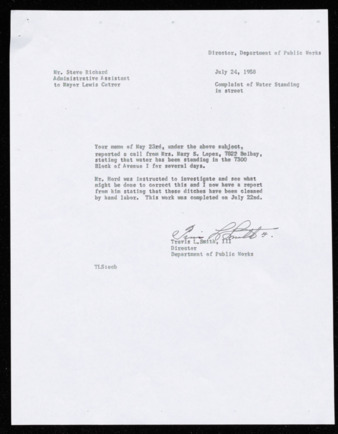 Letter from Travis L. Smith III to Lewis Cutrer, July 24, 1958
