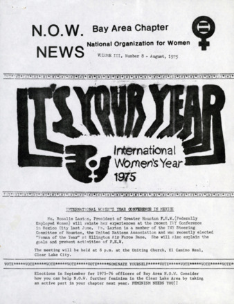 NOW News Bay Area Chapter, Vol. 3, No. 8, August 1975