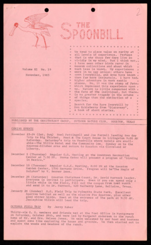 The Spoonbill, Vol. 11, No. 19, November 1963