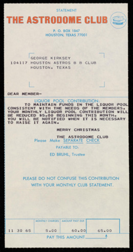 The Astrodome Club Statement