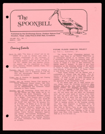 The Spoonbill, Vol. [36], No. 3, March 1987