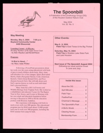 The Spoonbill, Vol. [53], No. 5, May 2004