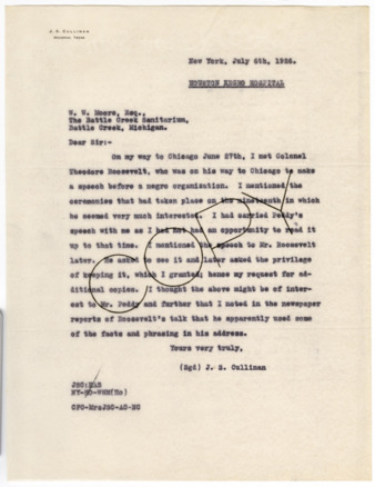 Letter from J. S. Cullinan to W. W. Moore, 1926 July 6