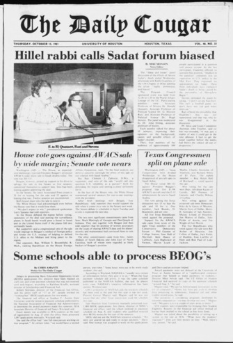 The Daily Cougar. Vol. 48, No. 32, October 15, 1981.
