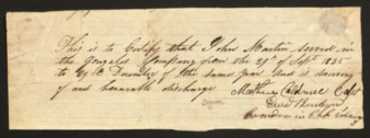 Discharge of John Martin of the Texas Army
