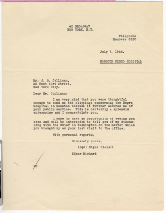 Letter from Edgar Rickard to J. S. Cullinan, 1926 July 7