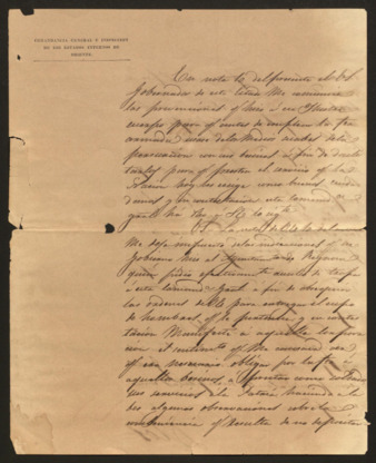 Letter from Martin Perfecto de Cos regarding maintaining the peace