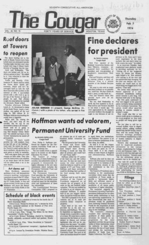 The Daily Cougar. Vol. 40, No. 70, February 7, 1974.