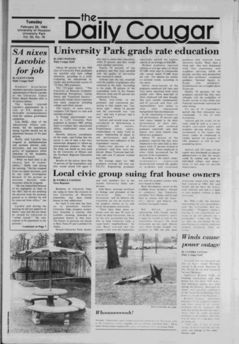 The Daily Cougar. Vol. 50, No. 78, February 28, 1984.