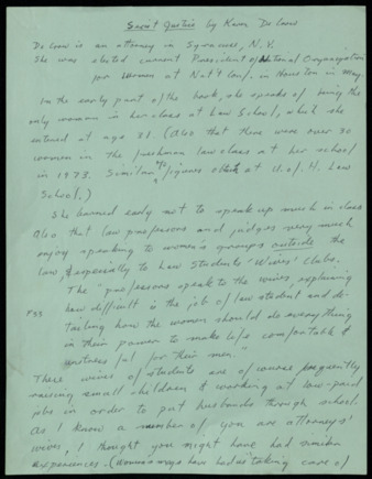 Notes on "Sexist Justice" by Karen DeCrow