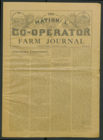 The National Co-Operator and Farm Journal, Vol. 28, No. 15, January 16, 1907