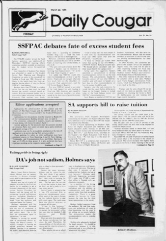The Daily Cougar. Vol. 51, No. 91, March 22, 1985.