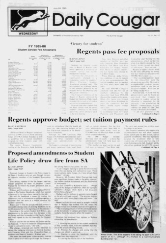 The Daily Cougar. Vol. 51, No. [118], July 24, 1985.