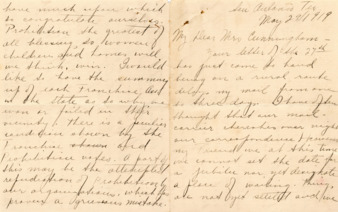 Letter from M. Eleanor Brackenridge to Minnie Fisher Cunningham, encouraging women's efforts to gain suffrage