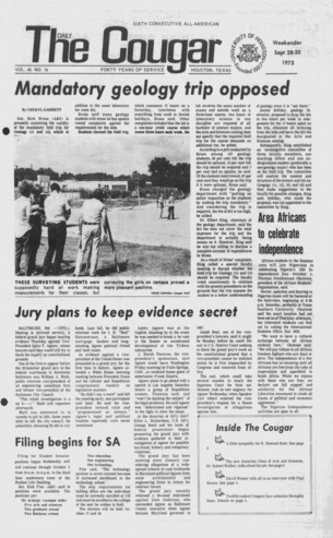 The Daily Cougar. Vol. 40, No. 16, September 28 - 30, 1973.