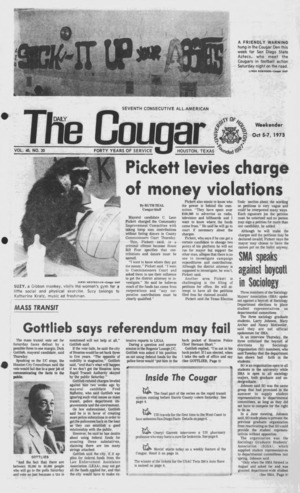 The Daily Cougar. Vol. 40, No. 20, October 5 - 7, 1973.