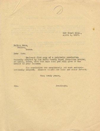 Resolution Tendering Services to the President