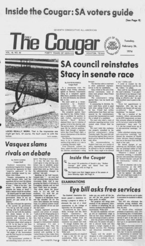 The Daily Cougar. Vol. 40, No. 80, February 26, 1974.