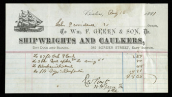 Shipping receipts for the Schooner Providence to William F. Green & Son