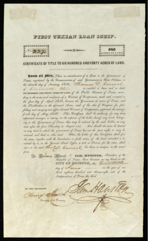 First Texian Loan Scrip No. 227