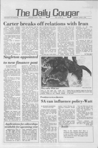 The Daily Cougar. Vol. 46, No. [121], April 8, 1980.