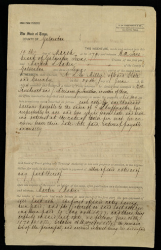 Deed transferring land from A. L. DeMilly to M. S. Baker through H. M. Trueheart