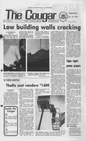 The Daily Cougar. Vol. 40, No. 57, January 16, 1974.
