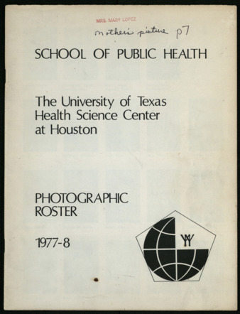 School of Public Health, The University of Texas Health Science Center at Houston, Photographic Roster 1977-8