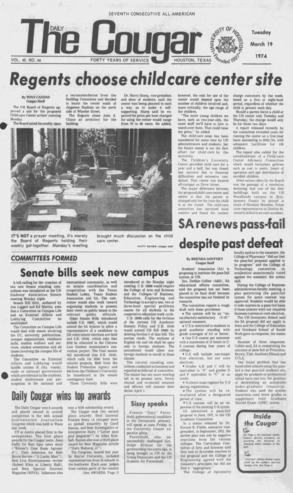 The Daily Cougar. Vol. 40, No. 66, March 19, 1974.