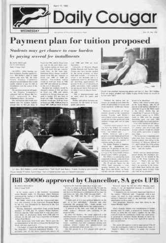 The Daily Cougar. Vol. 51, No. 104, April 17, 1985.