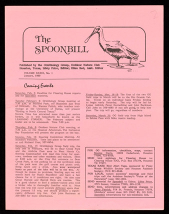 The Spoonbill, Vol. 39, No. 1, January 1990