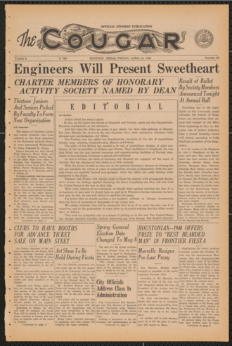 The Cougar, Vol. 6, No. 26, April 12, 1940