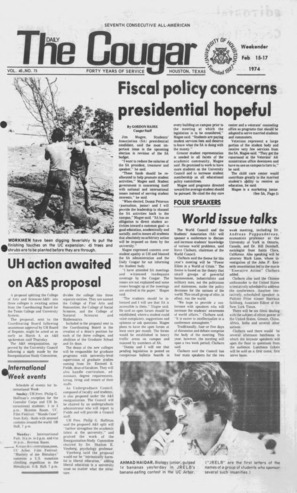 The Daily Cougar. Vol. 40, No. 75, February 15 - 17, 1974.