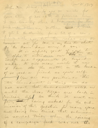 Letter to Mr. W. L. Dean