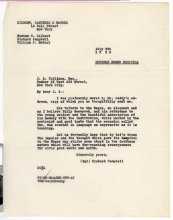 Letter from Richard Campbell to J. S. Cullinan, 1926 July 8