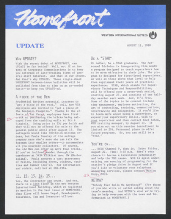 Homefront, August 11, 1980, Update