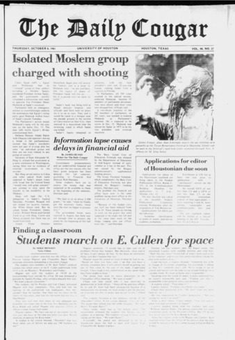 The Daily Cougar. Vol. 48, No. 27, October 8, 1981.